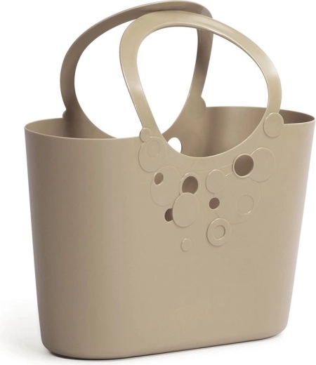 Sac en plastique LILY moka 6,4 l – sac d’achats et de plage élégant et léger