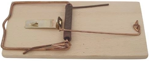 Wooden rat trap with safety bait holder