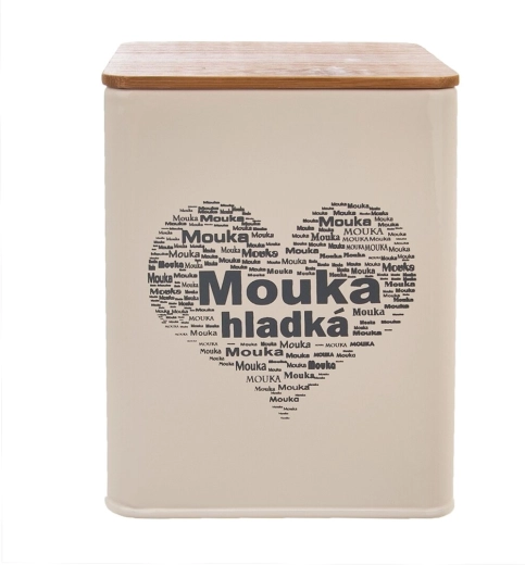 Tin canister for all-purpose flour with a wooden lid – Heart
