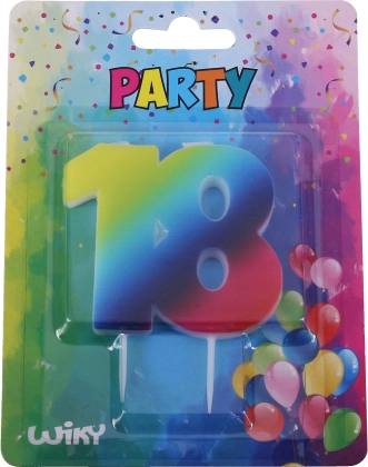 Bougie d'anniversaire n° 18 arc-en-ciel