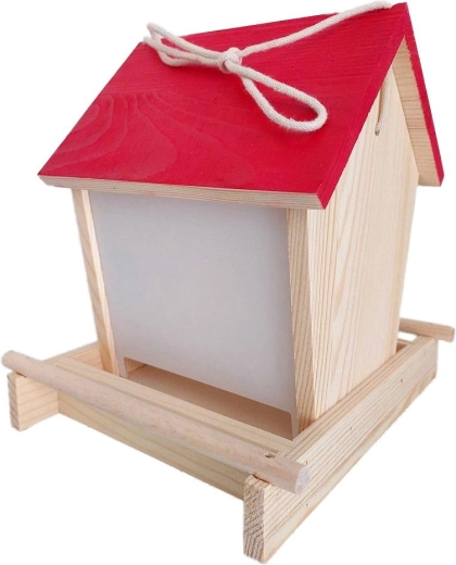 Vogel-Futterhaus mit Dach aus Kiefernholz
