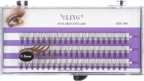 Touffes de cils en soie BLING - courbure C, 8 mm