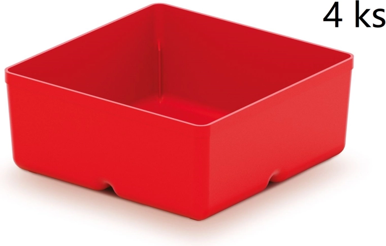 Set van 4 kunststof gereedschapsboxen Unite Box, rood, 110 × 110 × 112 mm
