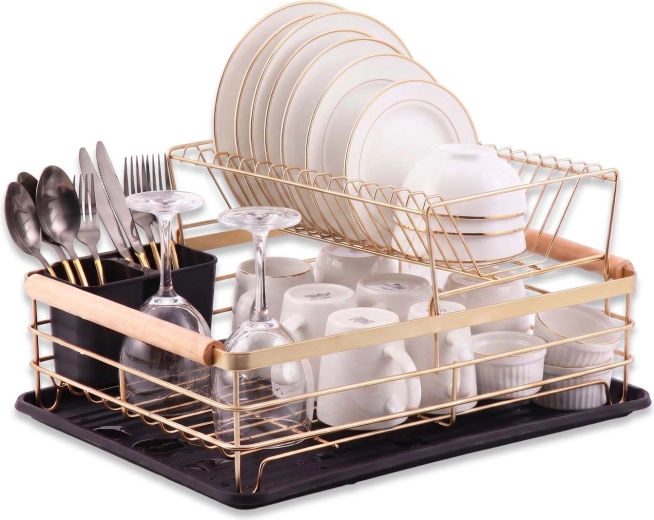 Two-Tier Massido Dish Drying Rack, Gold