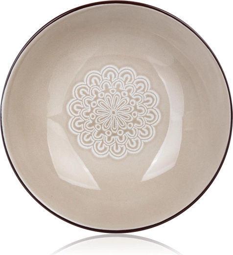 Deep Plate Shape 20.4 cm ceramic cream with lace decor