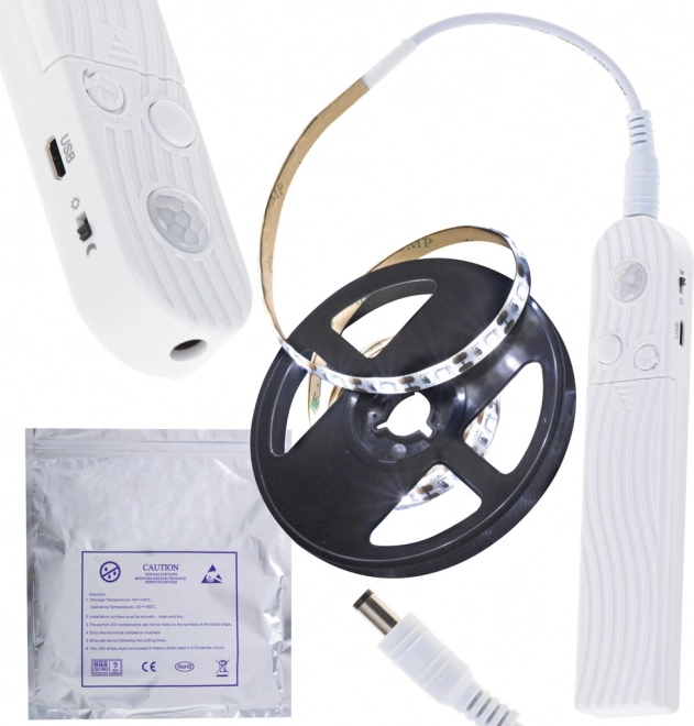 LED-Streifen mit Bewegungssensor, 1 m, Kaltweiß, Stromversorgung USB/AAA