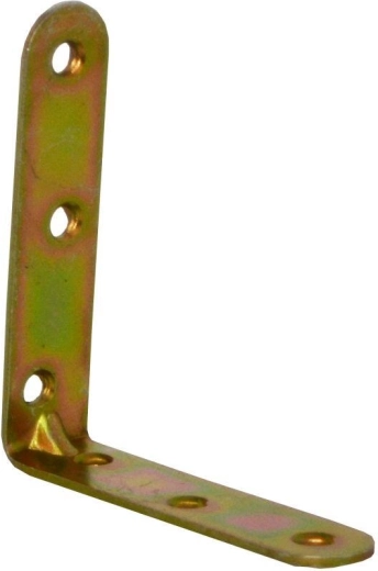 Équerre avec nervure, zingage jaune 80 × 18 × 2 mm, lot de 15 pièces