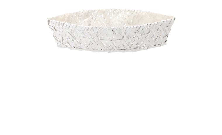 Houten bloempotomslag in de vorm van een bootje 42 × 16 × 9 cm wit