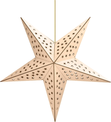 Solight led houten hangende kerstster met timer, 65 cm