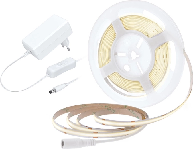 Ruban LED COB Solight avec adaptateur et interrupteur, 5 m, blanc neutre
