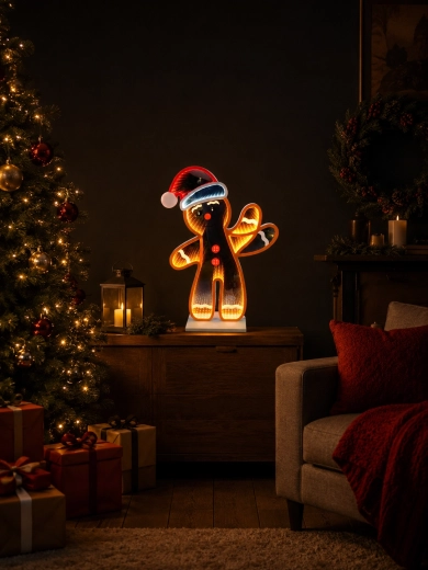 Christmas 3D decoration gingerbread man with infinity mirror LED effect 50.9 cm - 1 piece