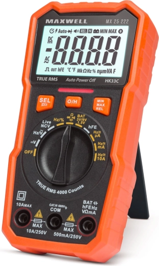 Maxwell Digital Multimeter with Battery Tester and Work Light