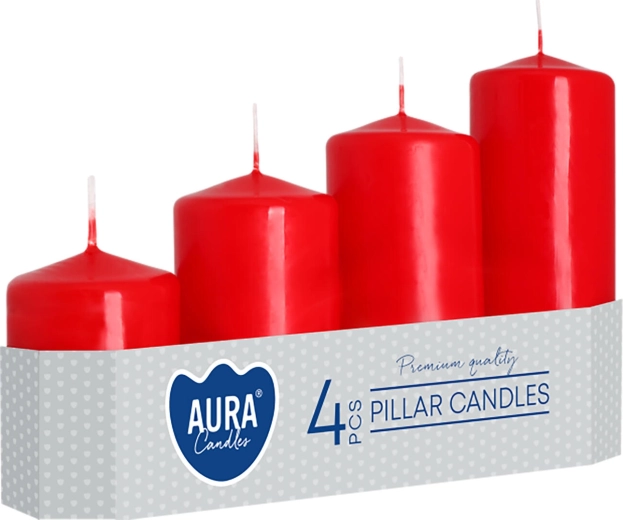 Red Staggered Advent Candles, 4.8 cm - 4 pcs