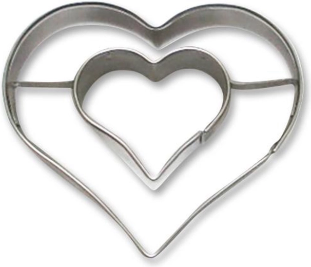 Ausstechform für Plätzchen – Doppeltes Herz aus Edelstahl 5–6 cm