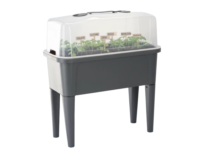 Raised greenhouse with table and lid, anthracite 76 × 38 × 83 cm