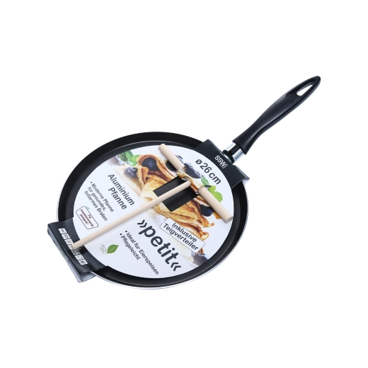 Aluminium-Crêpepfanne SSW Petit 26 cm mit Teigverteiler