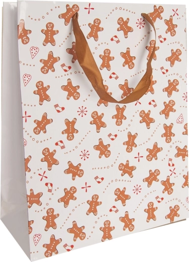 Sac cadeau en papier motif pain d’épices 26 × 12 × 32 cm