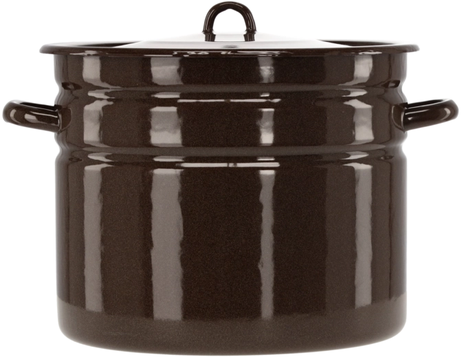 marmite émaillée 20 l, 32 cm, marron avec couvercle