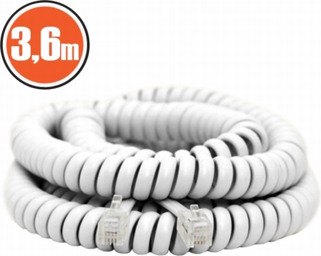 Spiraaltelefoonkabel 3,6 m wit