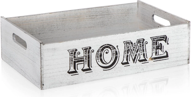 Wooden decorative crate HOME 41 × 25 × 11 cm