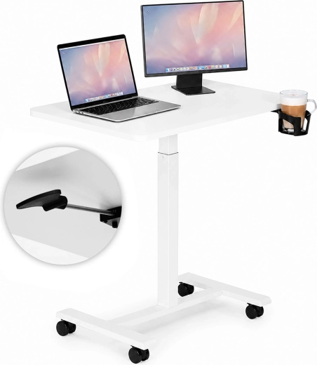 Table mobile réglable en hauteur pour ordinateur portable ModernHome 70 × 48 cm blanche