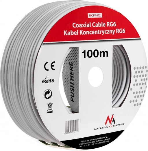 Coaxial Satellite Cable 1.0CCS RG6 100m
