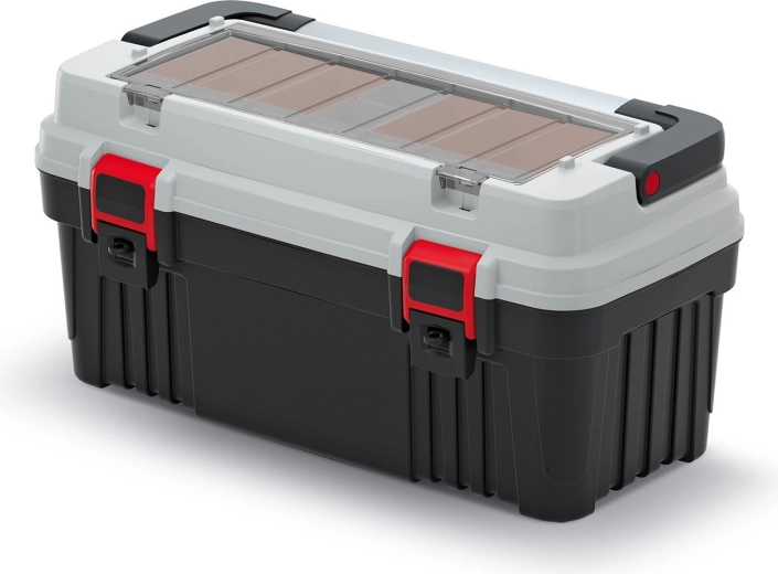 Optima tool box with metal handle, gray, 540 × 278 × 269 mm