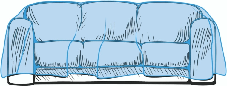 Beschermende plastic hoes voor 3-zitsbank 304,8 × 137,2 cm, 50 micron