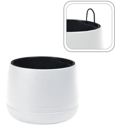 Pot Koma Waza 35 cm blanc avec insert intérieur
