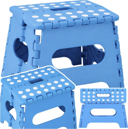 Folding plastic stool with anti-slip, blue 24 × 19 cm