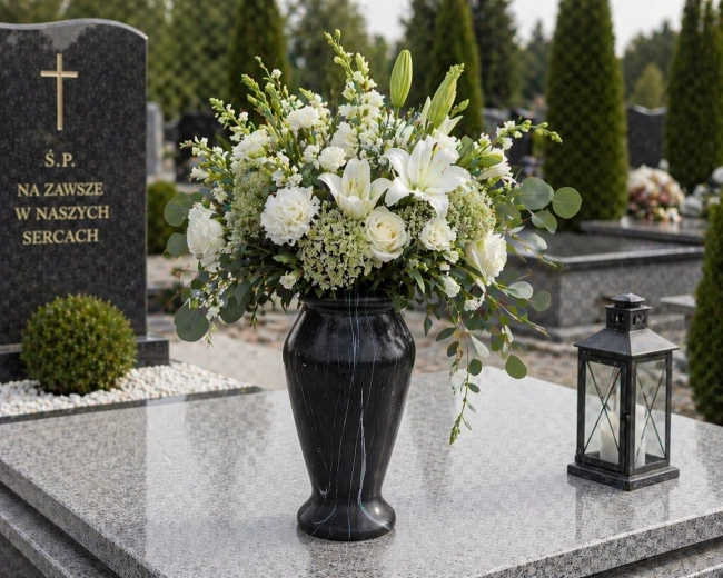 Zementvase schwarz 28 cm
