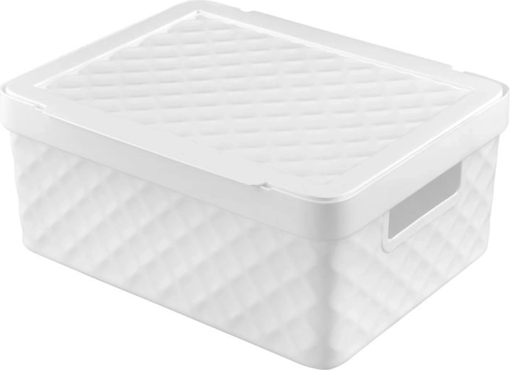 Plastic storage basket with lid HEIDRUN Diamond 36 × 27 × 14 cm - 1 piece