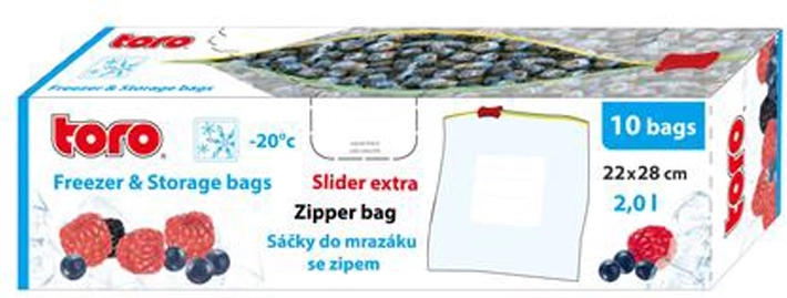 Lebensmittel-Gefrierbeutel TORO 2 l, Zip, 10 Stk.