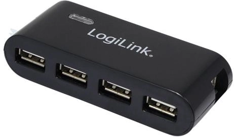 USB 2.0 hub with 4 ports and power adapter, black