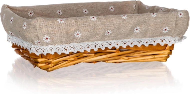 Weidenkorb Daisy mit Stoff, rechteckig 27 × 18 × 7 cm