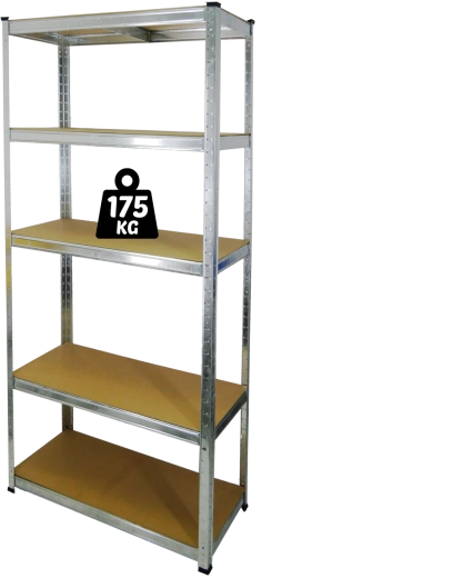Metal shelving unit, 5 shelves, 180 × 90 × 30 cm, load capacity 175 kg per shelf