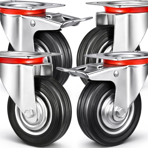 Set of 4 swivel transport caster wheels 125 mm RENEW FORCE (2× with brake)