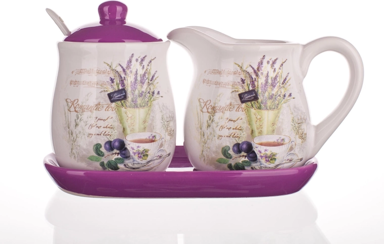 Ceramic Milk Jug and Sugar Bowl Set Lavender