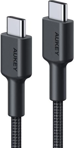 AUKEY USB‑C to USB‑C cable 0.9 m with nylon braid, 60 W PD, 3 A, black