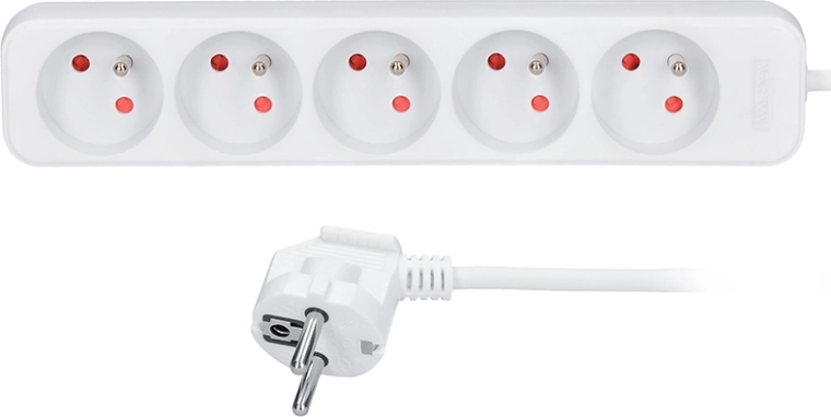 Rallonge électrique Solight avec 5 prises, blanche, 1,5 m