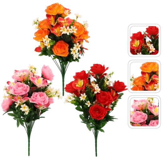 Bouquet artificiel de roses et d’orchidées 52 × 27 × 27 cm, assortiment de couleurs