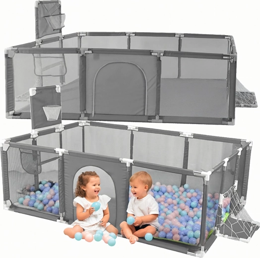 Children's playpen with ball pit and sports features 230 × 120 cm