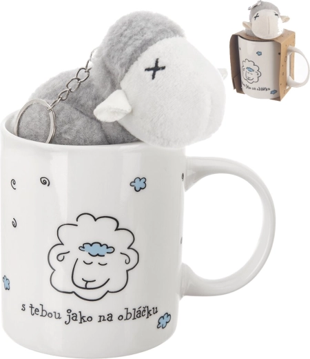 Mug with little sheep toy 0.39 l