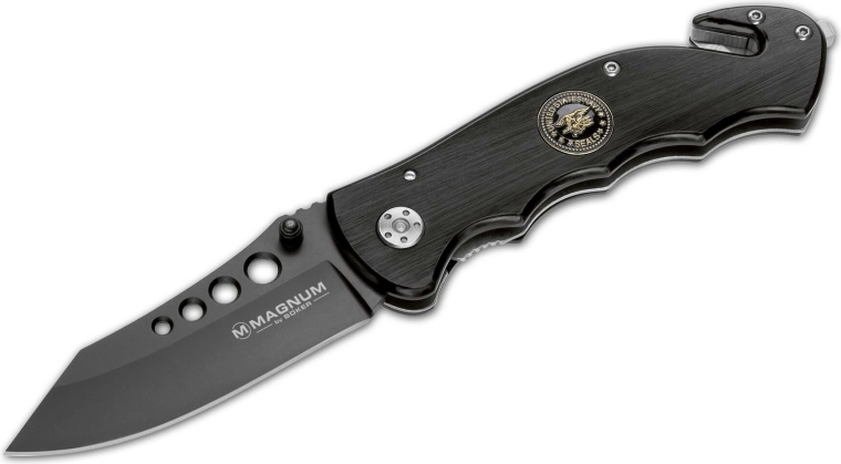 Magnum USN Seals couteau de poche de secours 8 cm, aluminium noir