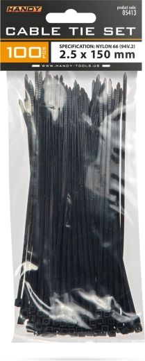 Cable ties 150 × 2.5 mm, black, 100 pcs