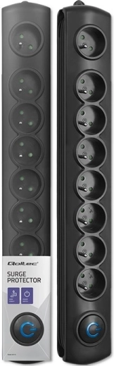Surge-protected power strip with 8 outlets, 1.8 m cable with Quick Switch foot switch