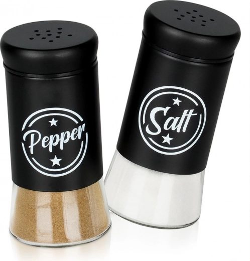 Salière et poivrière en verre, finition noire, 2 pcs