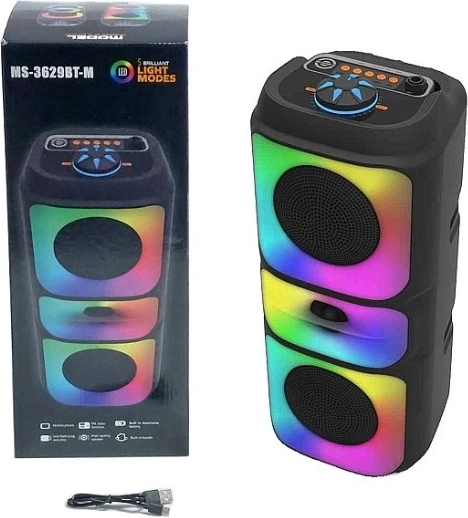 Compact Bluetooth speaker with FM radio and RGB LED backlighting