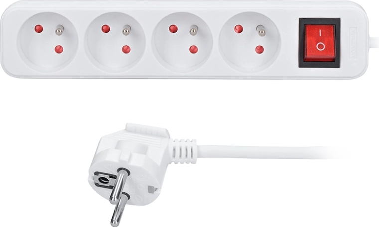Solight verlengsnoer 4 stopcontacten 5 m wit met schakelaar