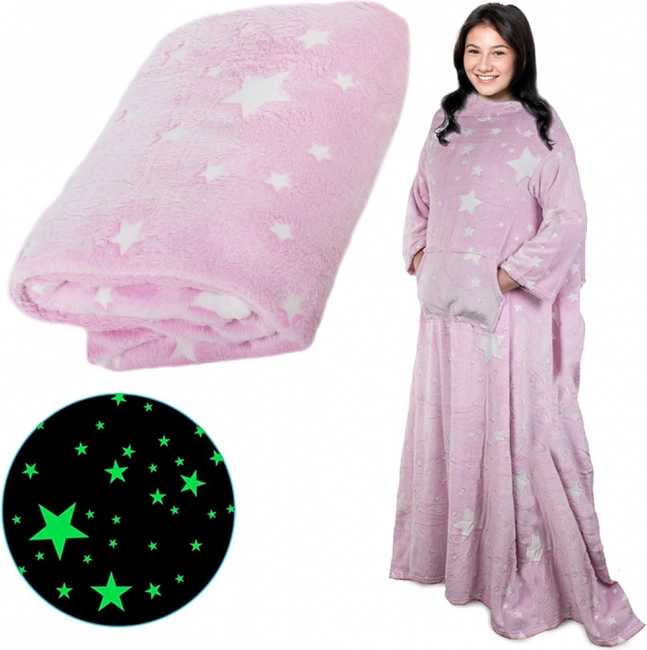 Deka avec manches polaire chaude robe de chambre néon – rose